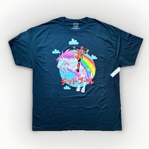 NWT Deadpool Marvel Unicorn Burrito Men’s 2XL Graphic T-Shirt Tee Funny Rainbow